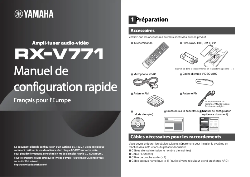 Image de la première page du manuel de l'appareil RX-V771