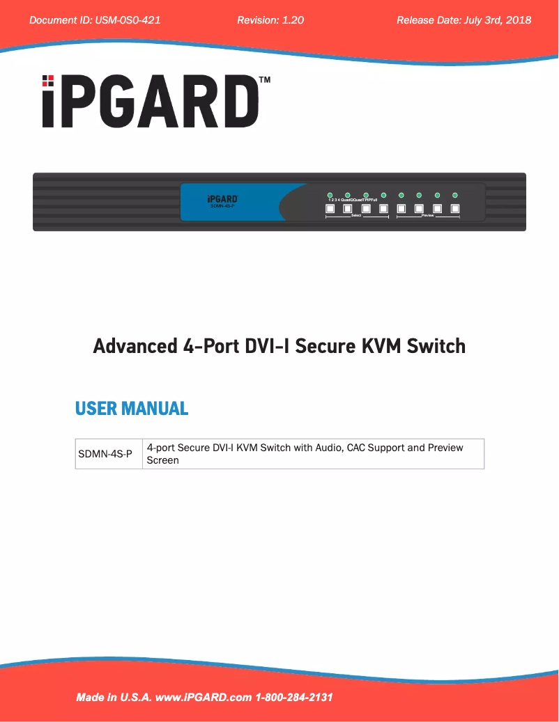 Page n°1 - Manuel utilisateur iPGARD SDMN-4S-P