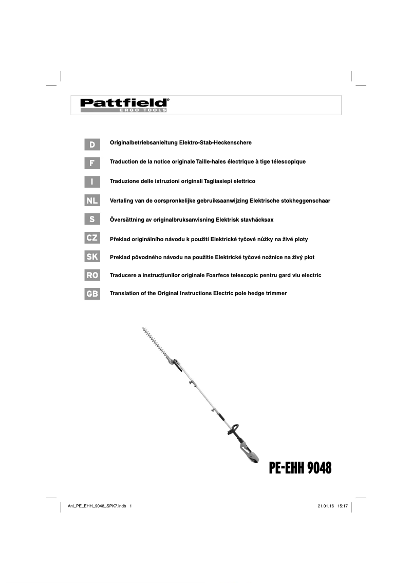 Page n°1 - Manuel utilisateur Pattfield PE-EHH 9048