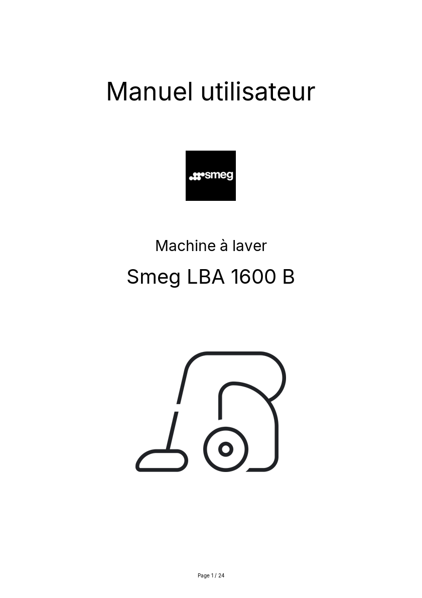 Page n°1 - Manuel utilisateur Smeg LBA 1600 B