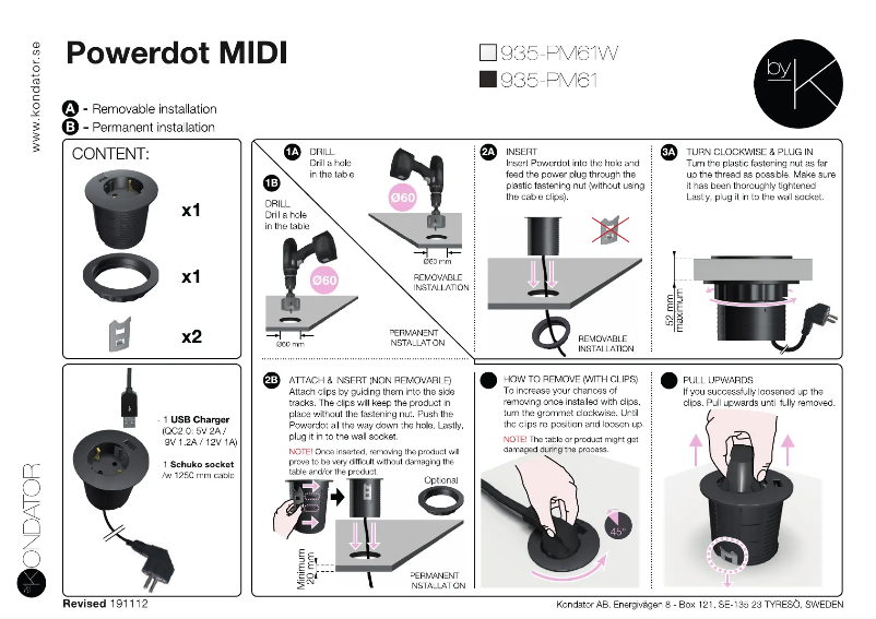 Page 1 de la notice Manuel utilisateur Kondator 935-PM61