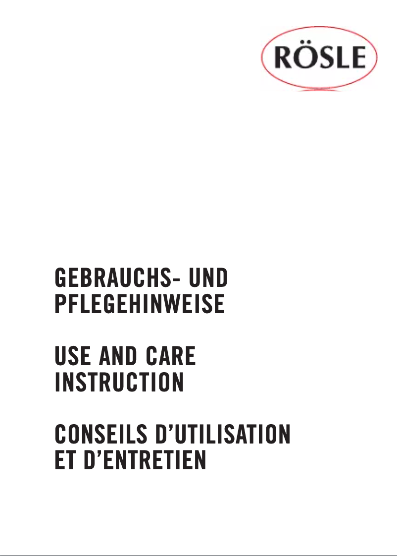 Page n°1 - Manuel utilisateur Rösle 26424