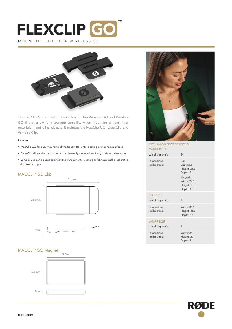 Page n°1 - Manuel utilisateur Røde FlexClip Go