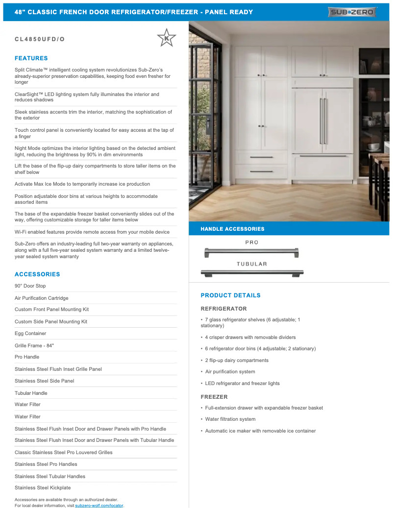 Page n°1 - Manuel utilisateur Sub-Zero CL4850UFO