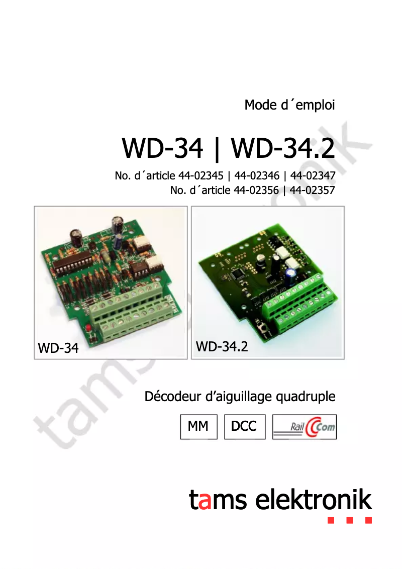 Image de la première page du manuel de l'appareil WD-34