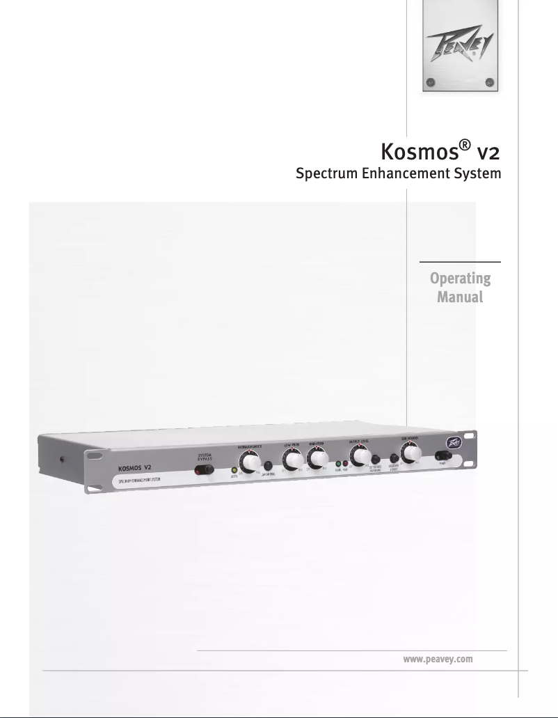 Page 1 de la notice Manuel utilisateur Peavey Kosmos V2