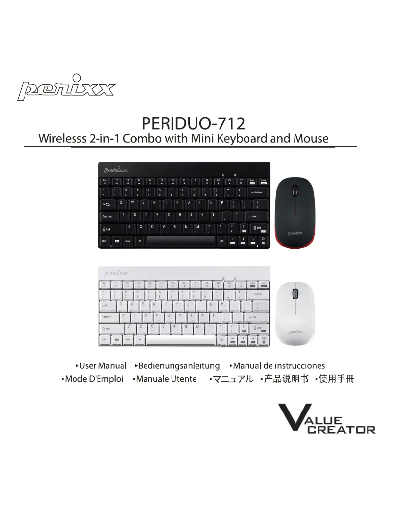 Page 1 de la notice Manuel utilisateur Perixx PERIDUO-712