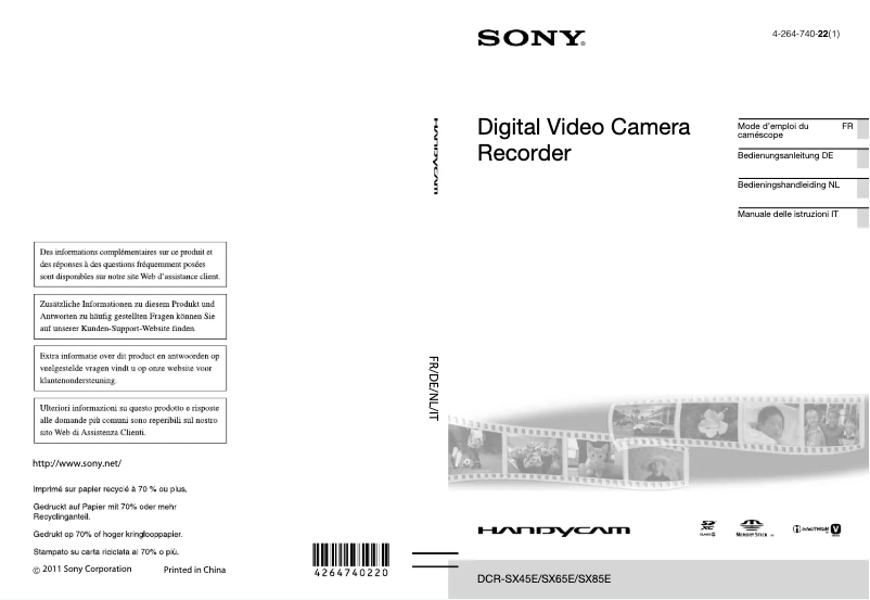 Page n°1 - Manuel utilisateur Sony DCR-SX65E