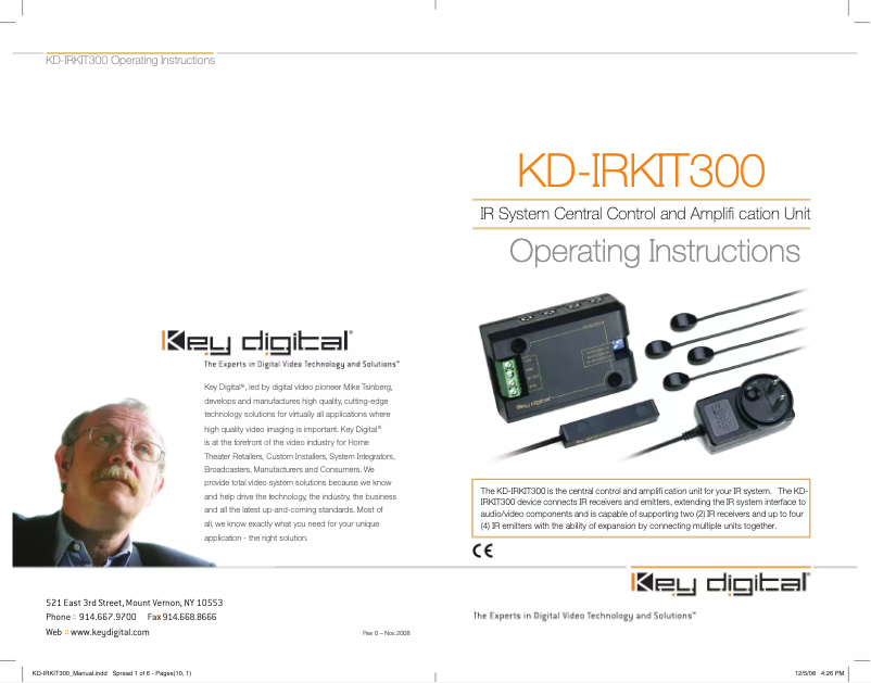 Page 1 de la notice Manuel utilisateur Key Digital KD-IRKIT300