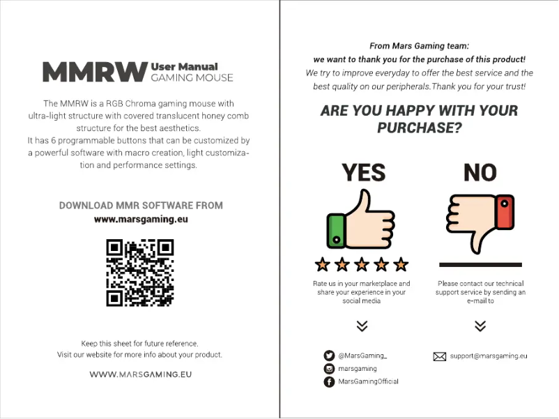 Page 1 de la notice Manuel utilisateur Mars Gaming MMR