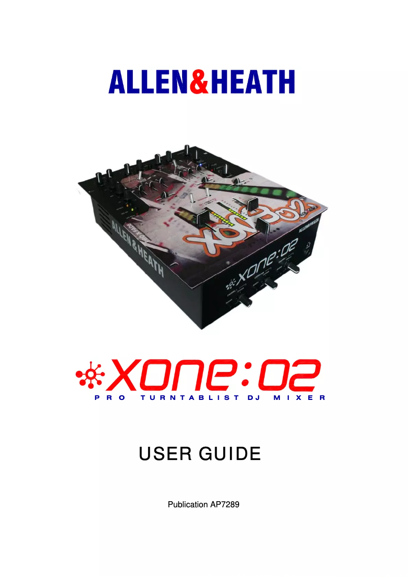 Page n°1 - Manuel utilisateur Allen & Heath XONE:02