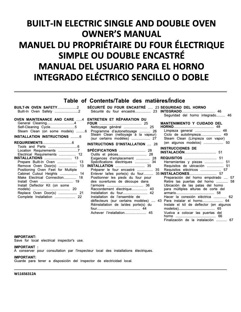 Page n°1 - Informations de garantie Whirlpool WOD51EC0HB
