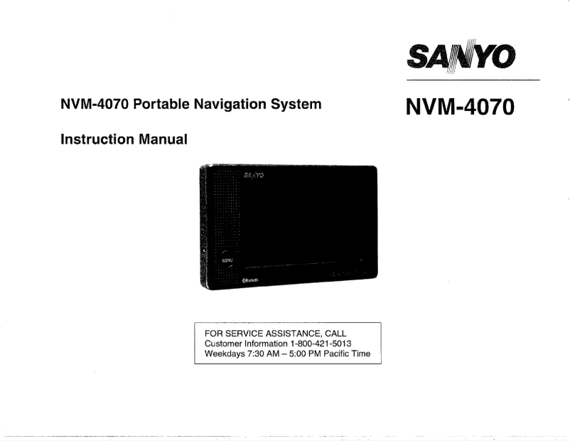 Page 1 de la notice Manuel utilisateur Sanyo NVM-4070