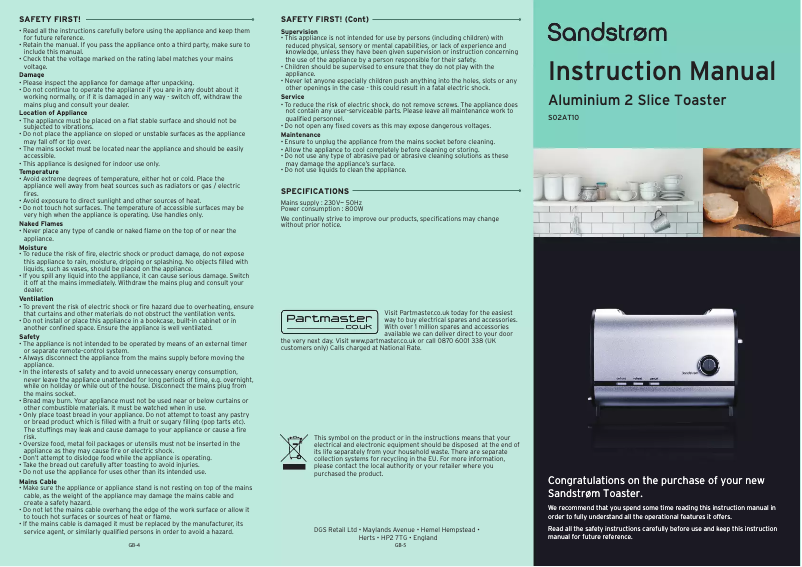 Image de la première page du manuel de l'appareil S02AT10