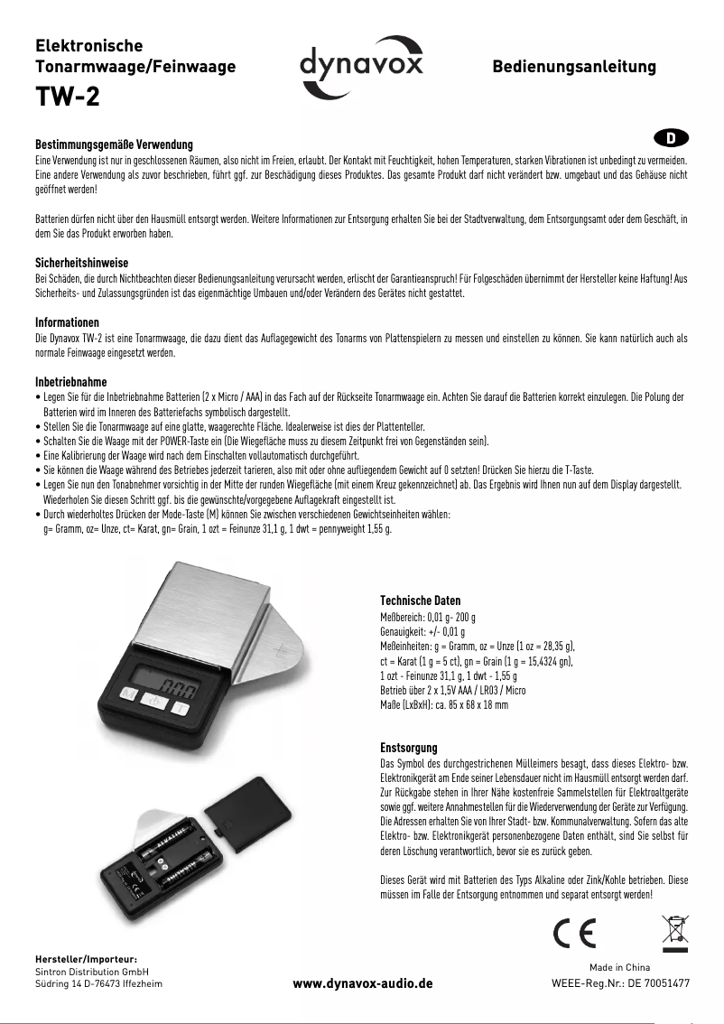 Page n°1 - Manuel utilisateur Dynavox TW-2