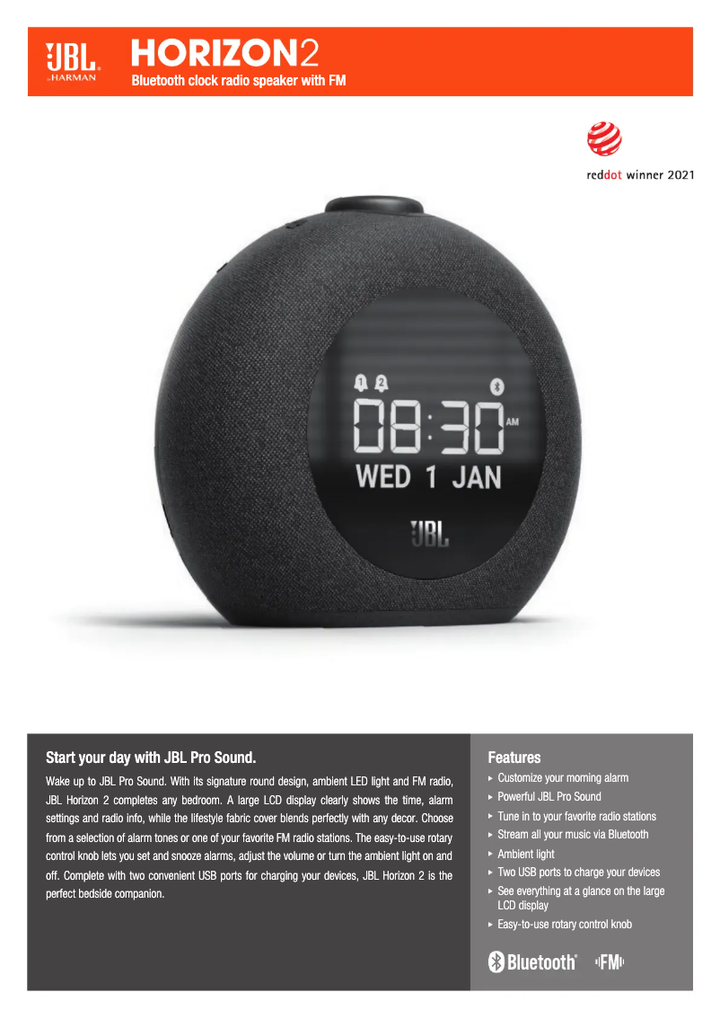 Page 1 de la notice Fiche technique JBL Horizon 2