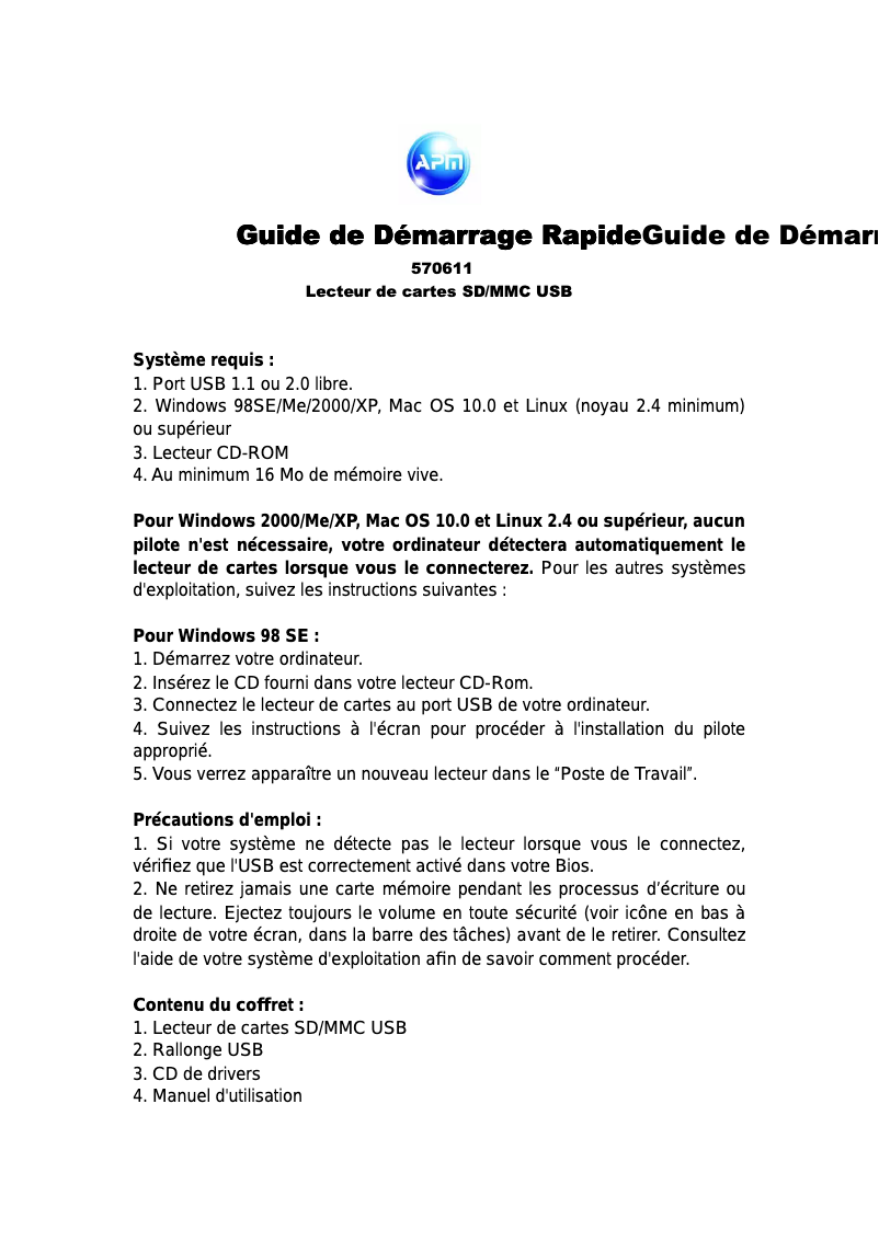 Página 1 del manual Manual de usuario APM 570611