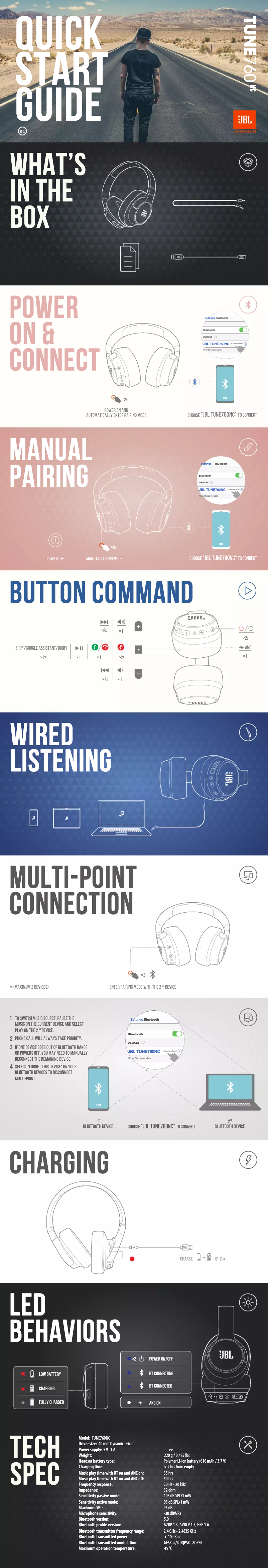 Page 1 de la notice Manuel utilisateur JBL Tune 760NC