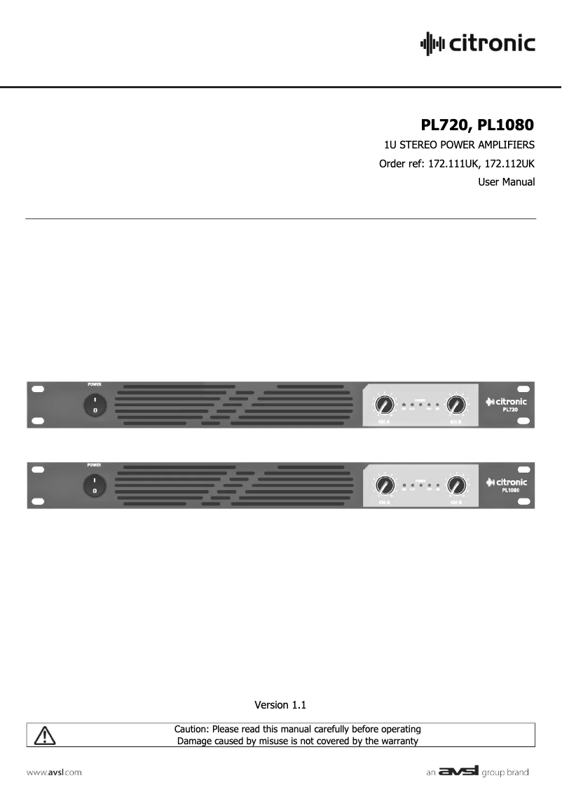 Page n°1 - Manuel utilisateur Citronic PL720
