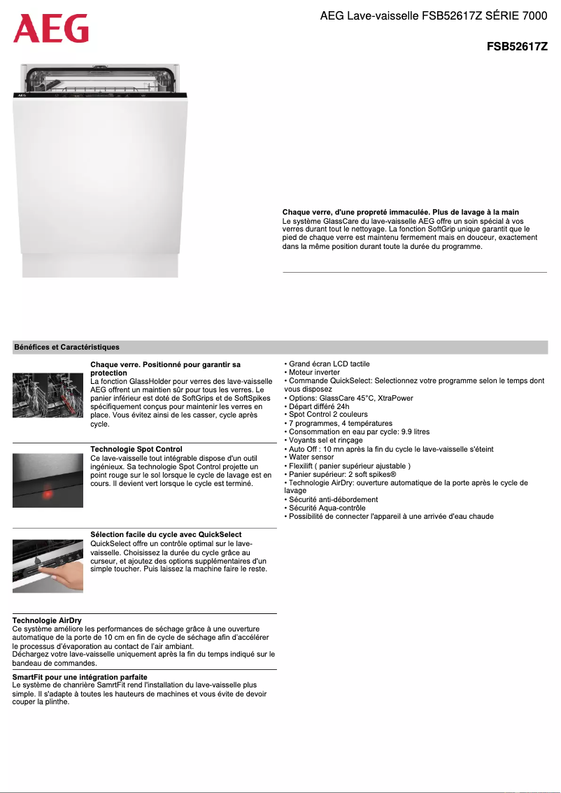 Página 1 del manual Ficha técnica AEG FSB52617Z