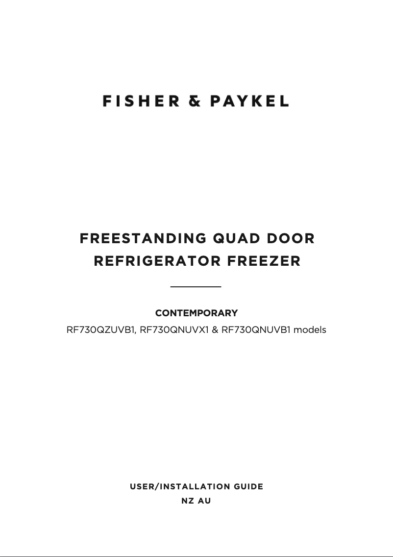 Page n°1 - Manuel utilisateur Fisher & Paykel RF730QNUVB1