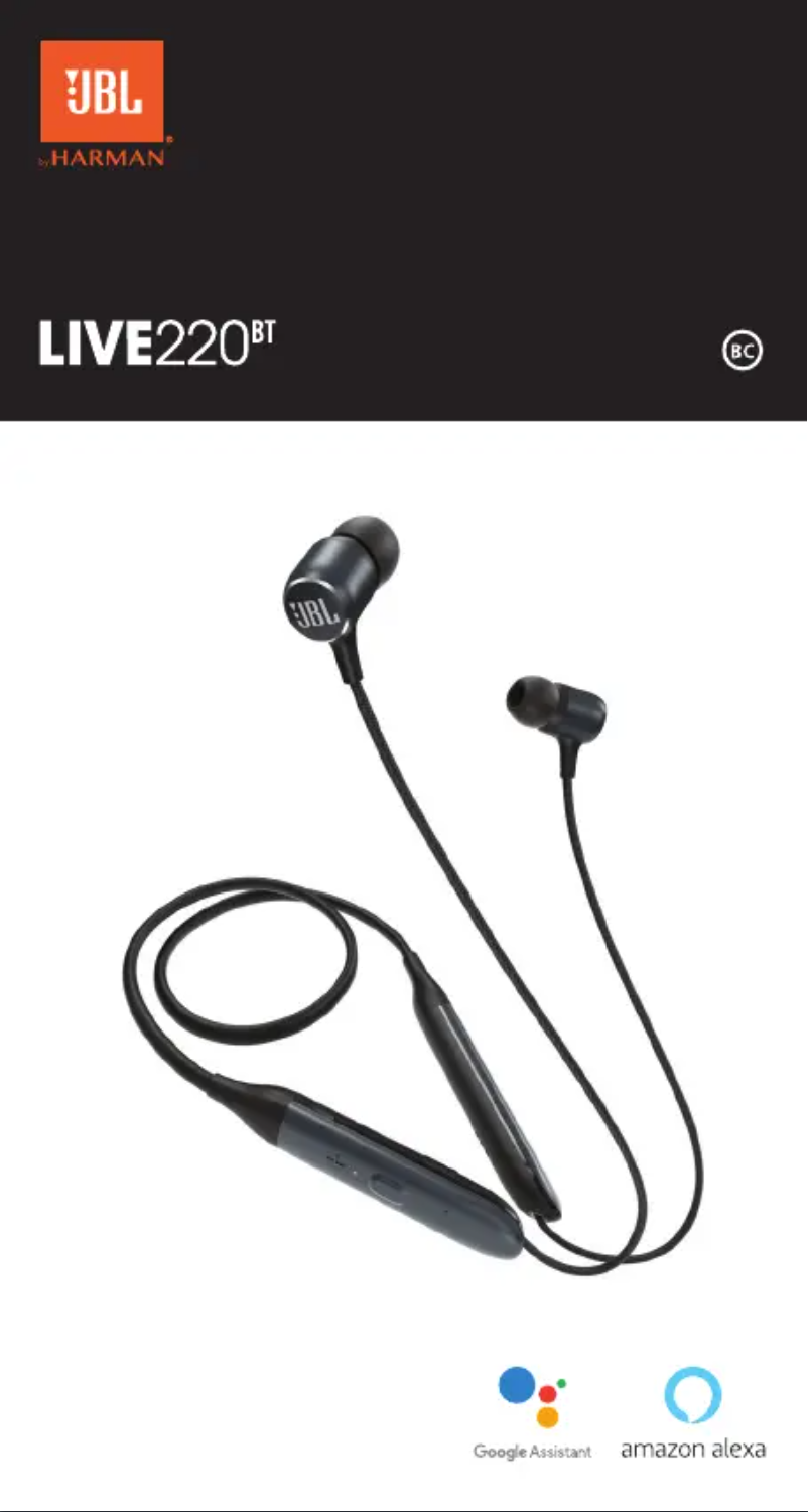 Page 1 de la notice Manuel utilisateur JBL LIVE 220BT