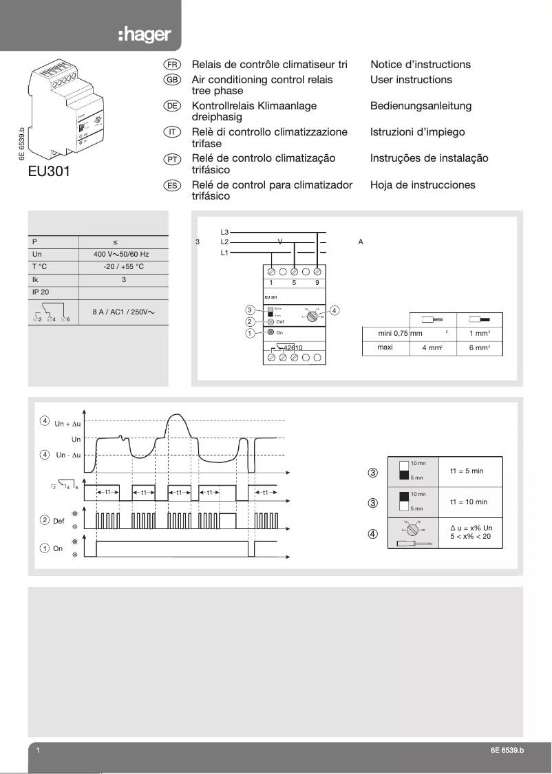 Page n°1 - Manuel utilisateur Hager EU301