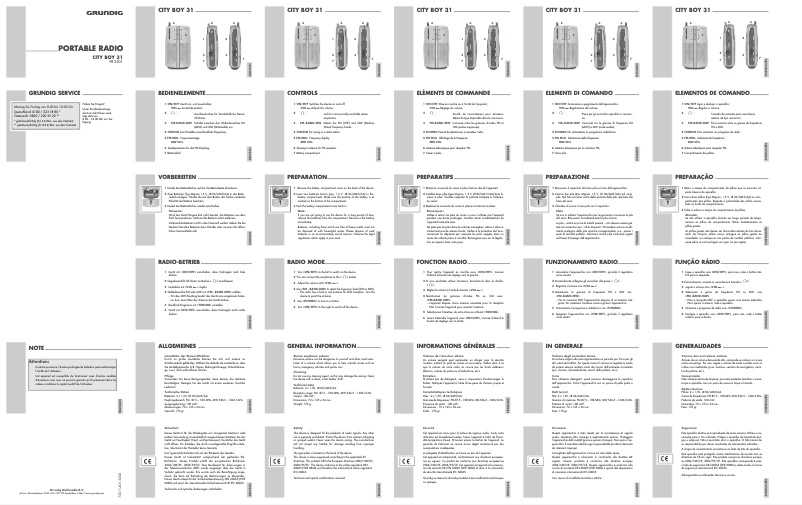 Page n°1 - Manuel utilisateur Grundig City Boy 31