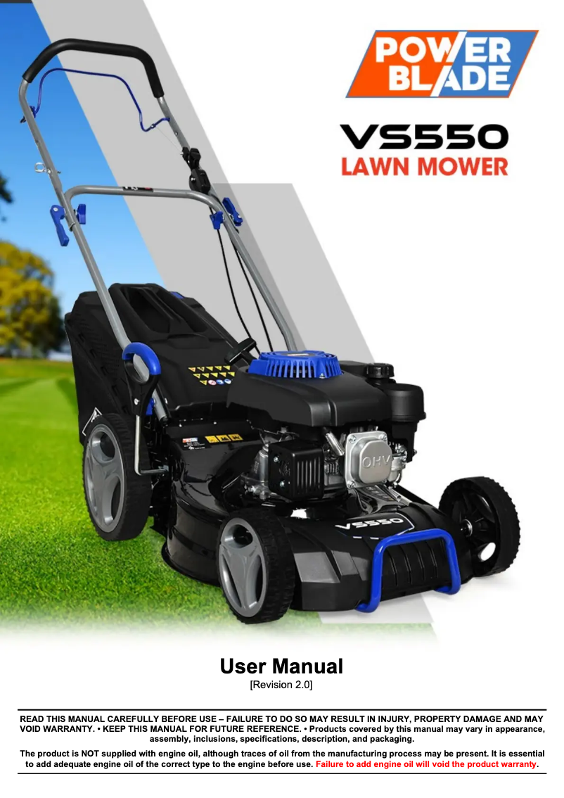 Page 1 de la notice Manuel utilisateur Powerblade VS550