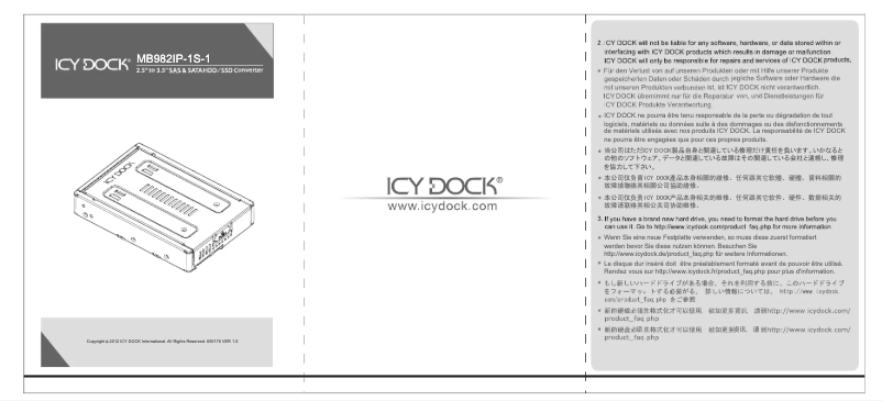 Página 1 del manual Manual de usuario Icy Dock MB982IP-1S-1
