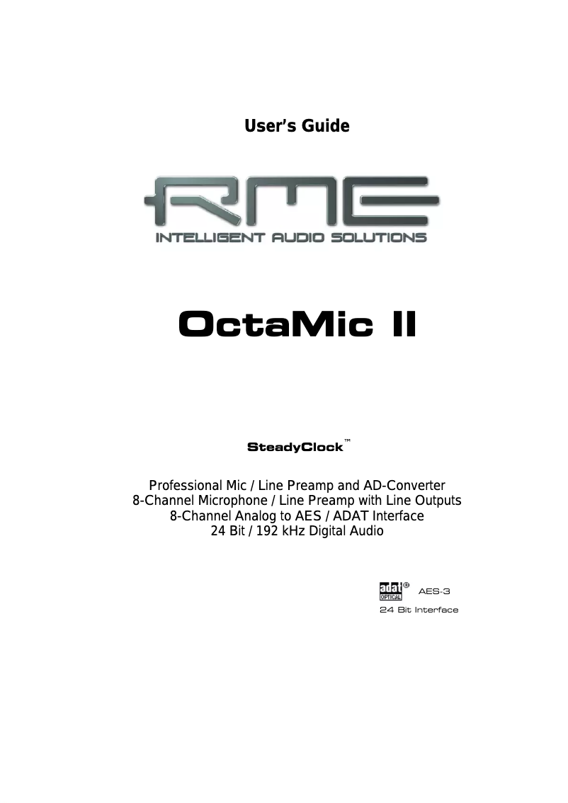 Page n°1 - Manuel utilisateur RME QuadMic II
