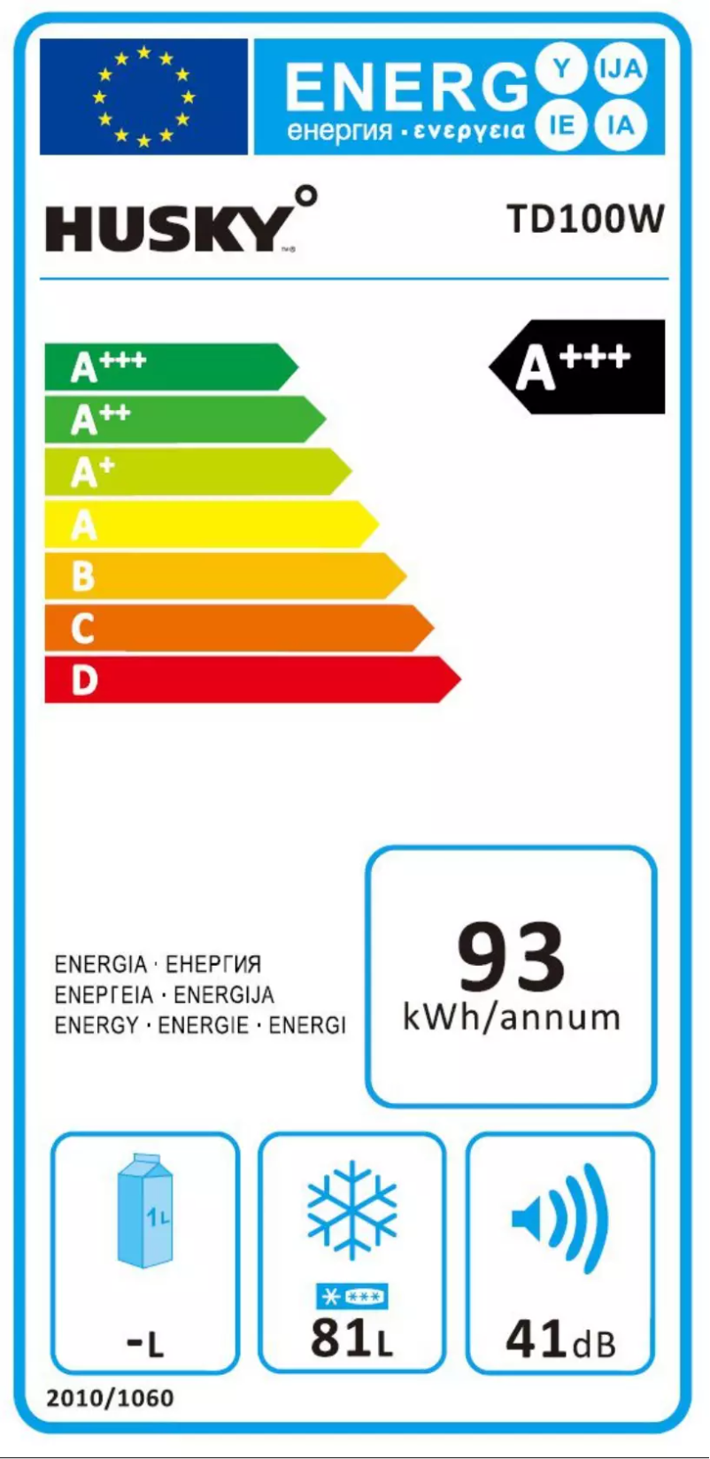 Page n°1 - Label énergétique Husky TD100W