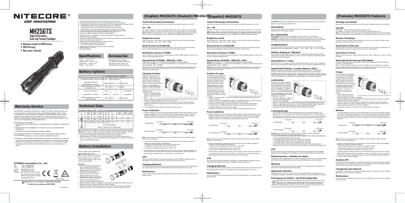Image de la première page du manuel de l'appareil MH25GTS