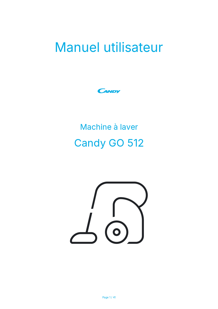 Page n°1 - Manuel utilisateur Candy GO 512