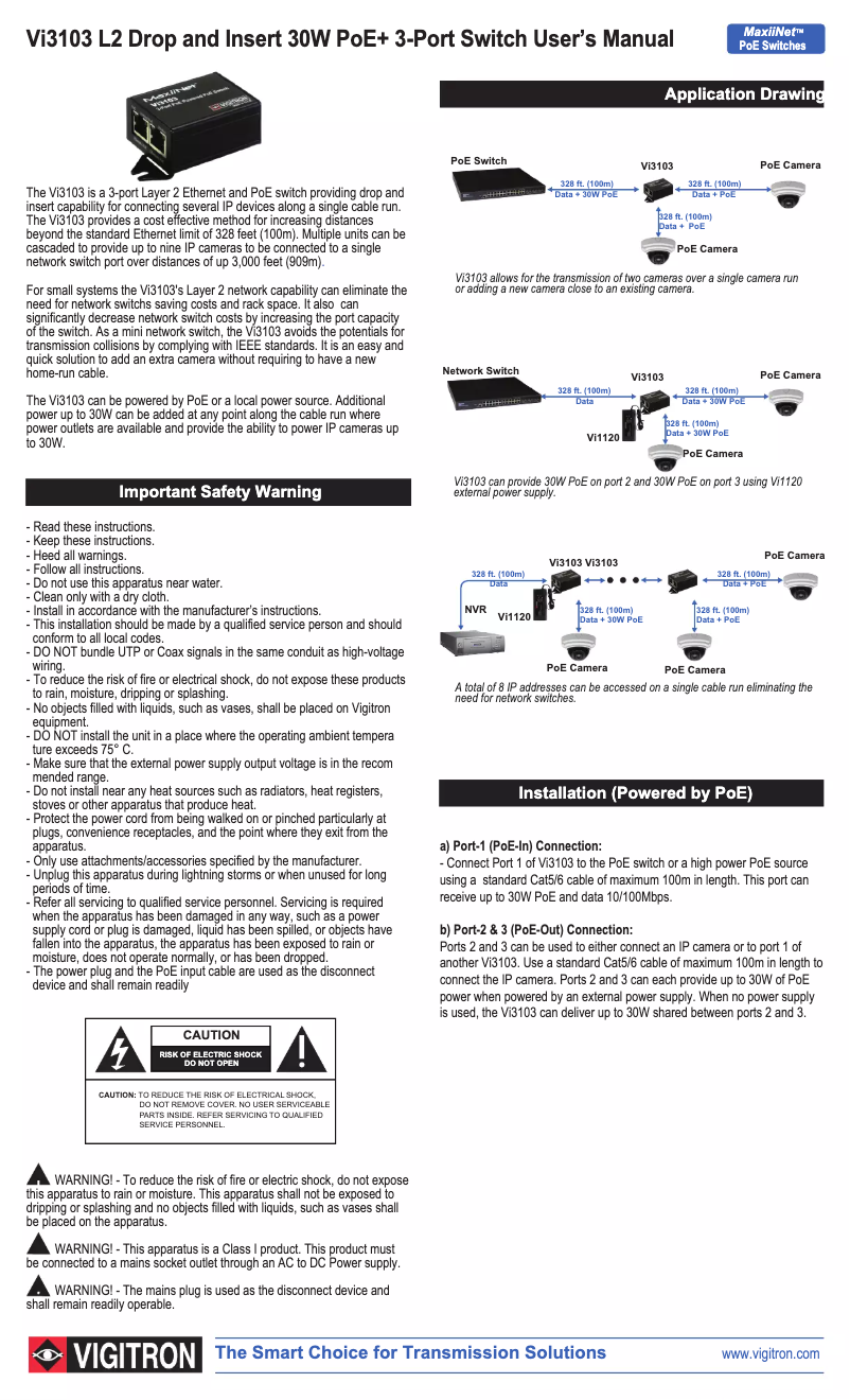 Page n°1 - Manuel utilisateur Vigitron MaxiiNet VI3103