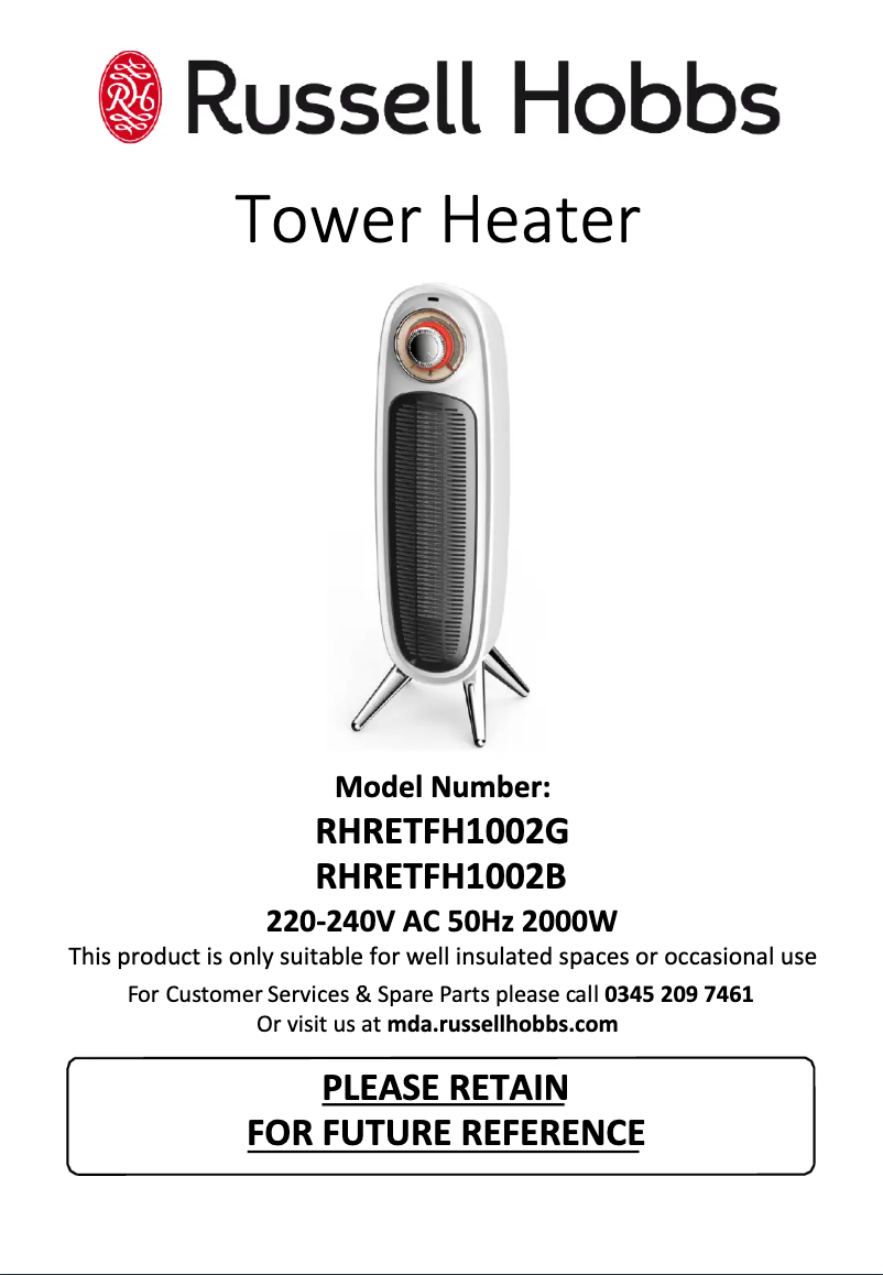 Page 1 de la notice Manuel utilisateur Russell Hobbs RHRETFH1002G