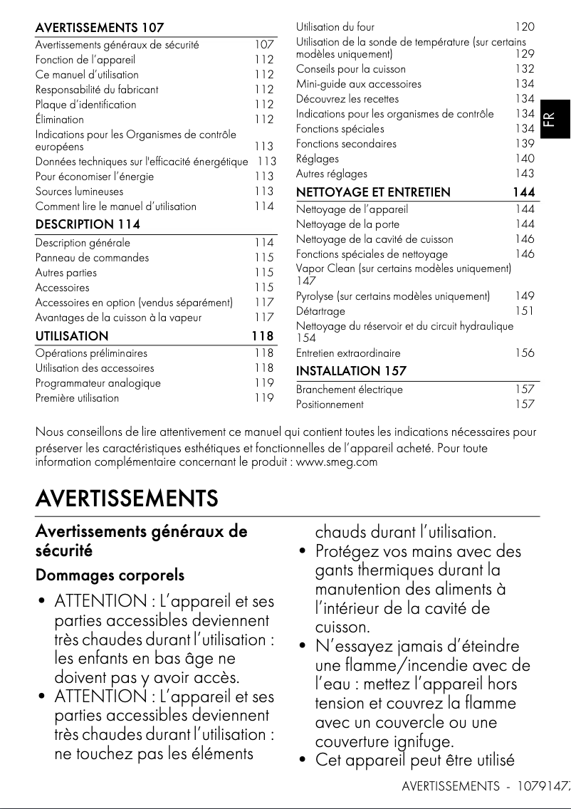 Page n°1 - Manuel utilisateur Smeg SO6102S3PG