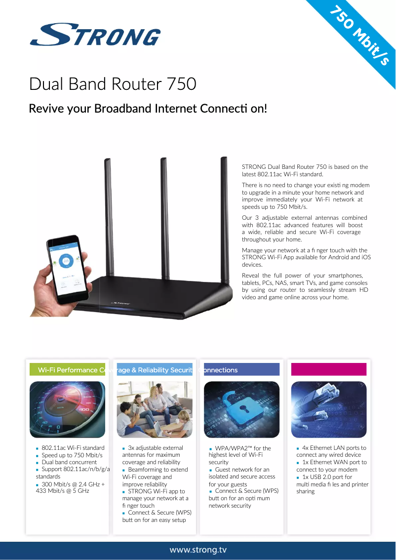 Page n°1 - Fiche technique Strong Dual Band Router 750