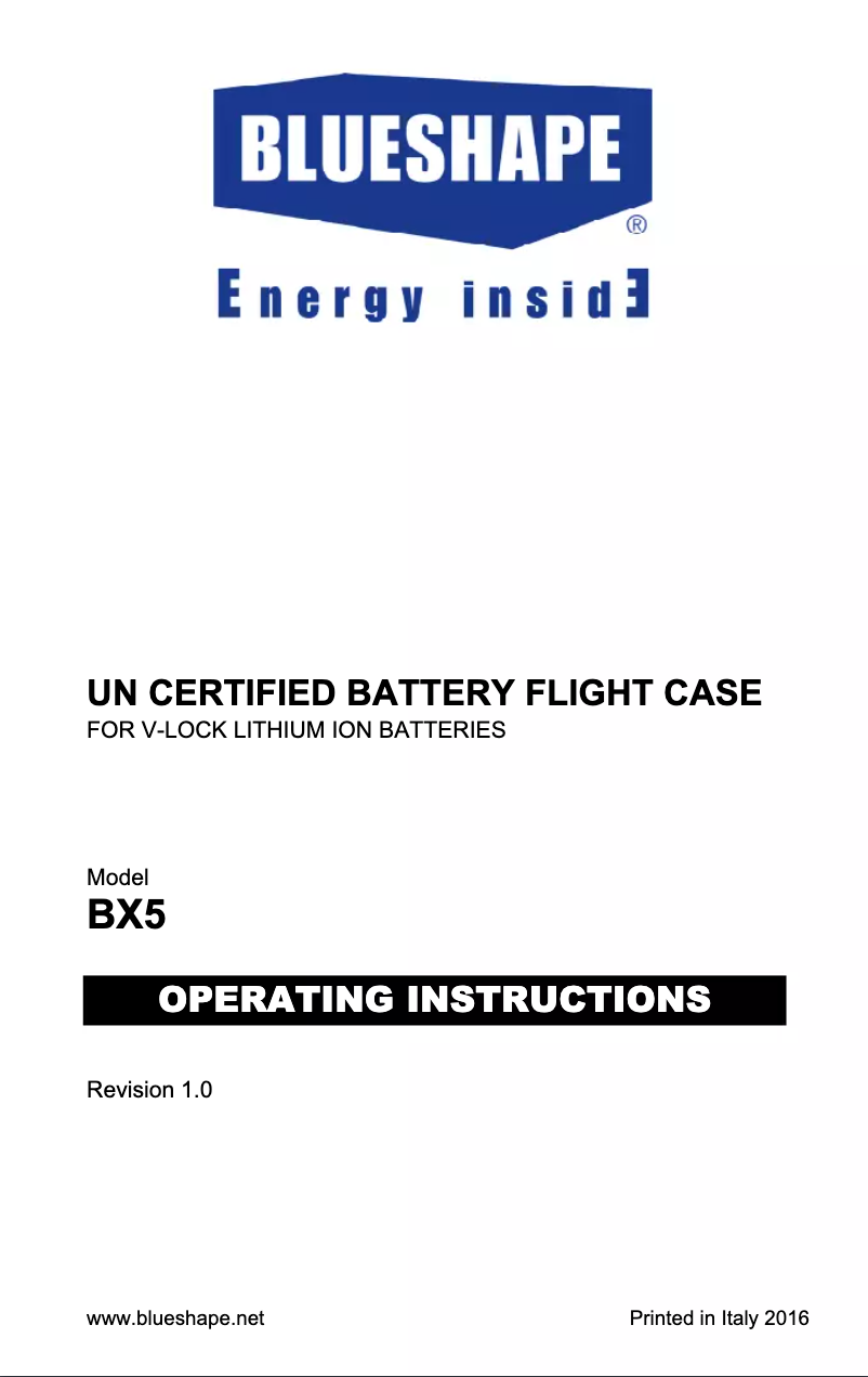 Page n°1 - Manuel utilisateur BlueShape BX5