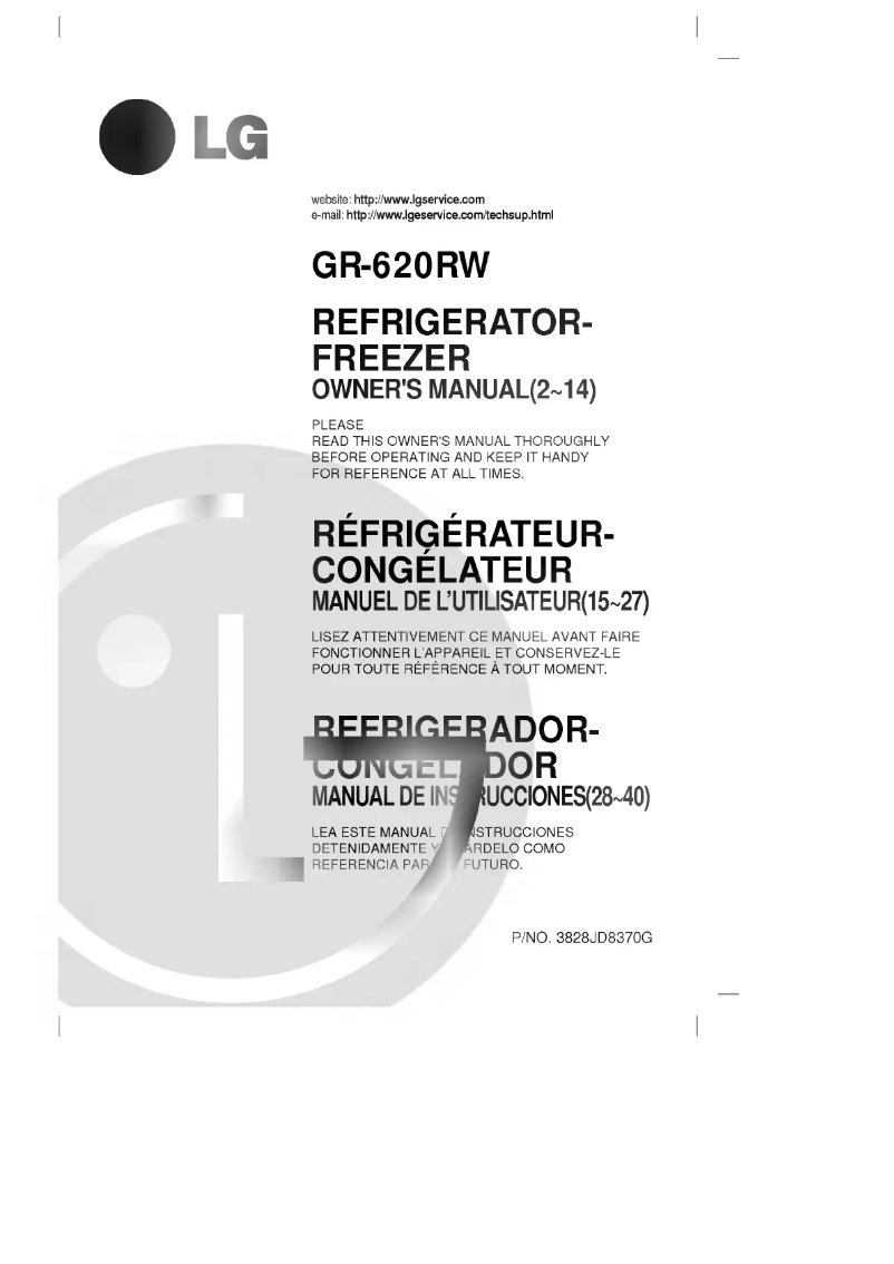 Page n°1 - Manuel utilisateur LG GR-620RW