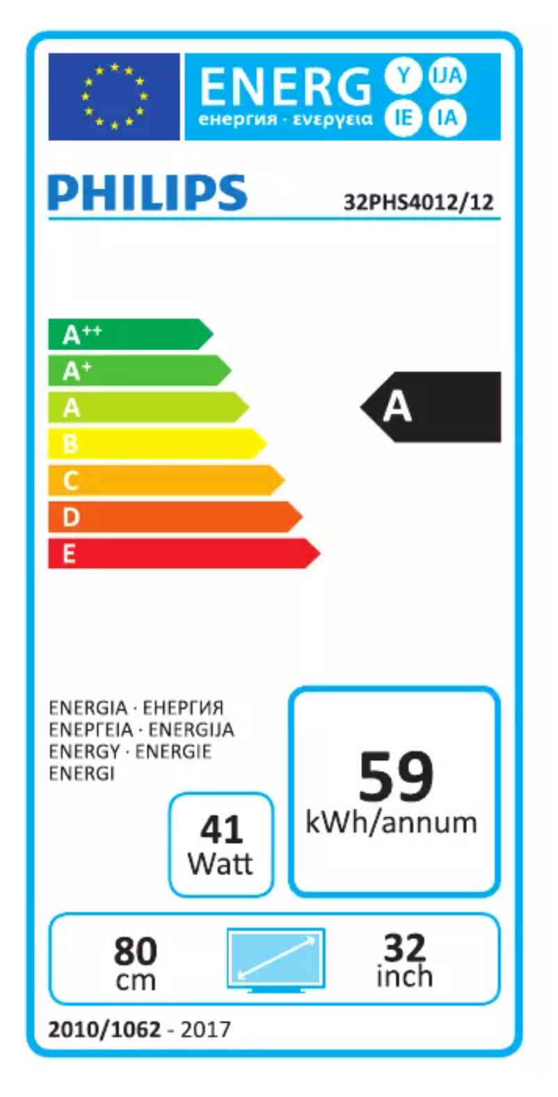 Page 1 de la notice Label énergétique Philips 4000 series 32PHS4012