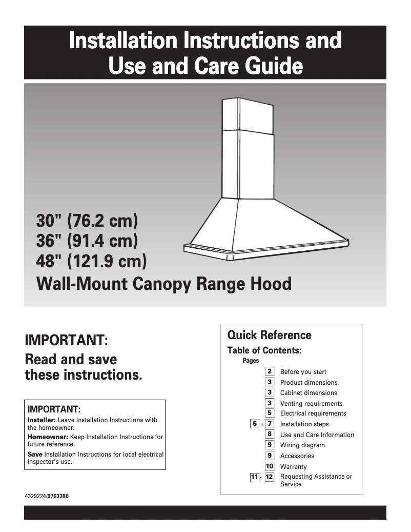 Page 1 de la notice Guide d'installation KitchenAid KWCU265HSS