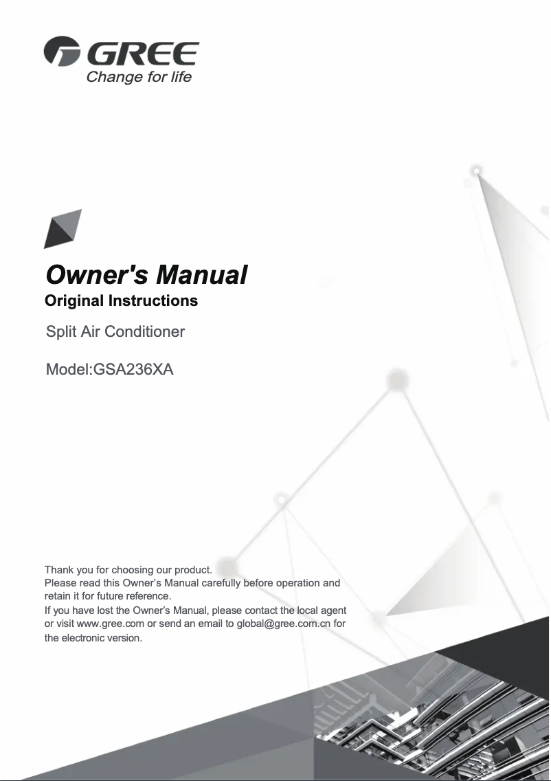 Page 1 de la notice Manuel utilisateur Gree GSA236XAE