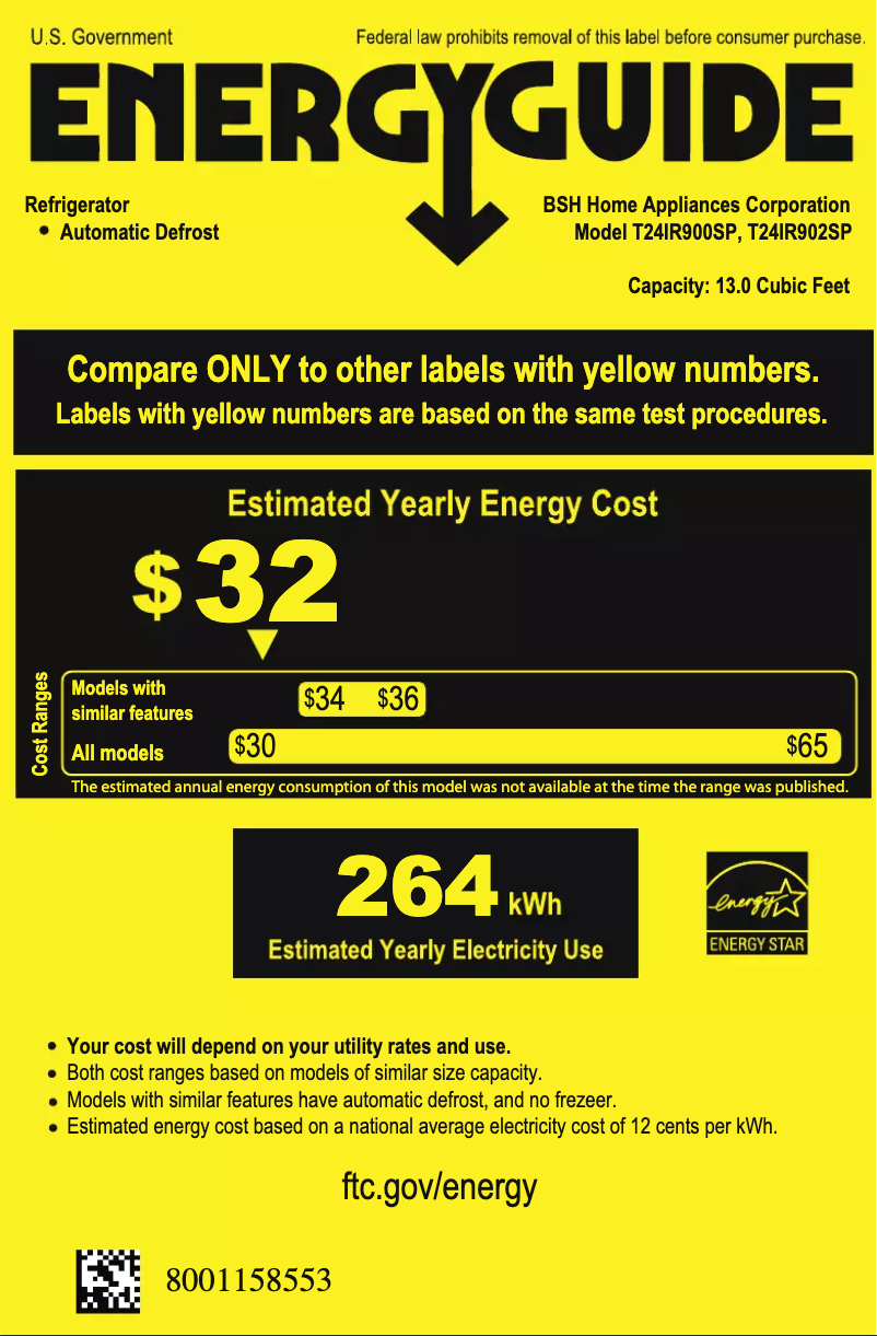 Page 1 de la notice Label énergétique Thermador T24IR900SP
