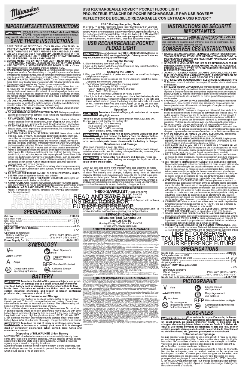 Page n°1 - Manuel utilisateur Milwaukee 2112-21