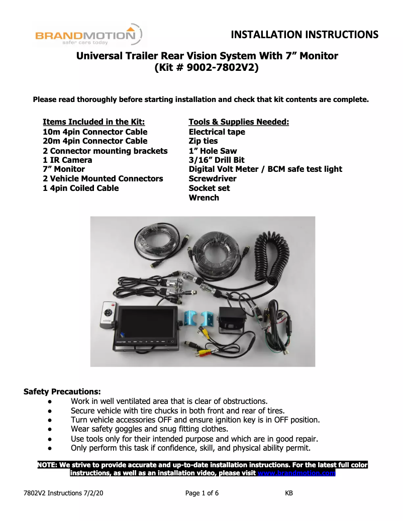 Page n°1 - Manuel utilisateur Brandmotion 9002-7802V2