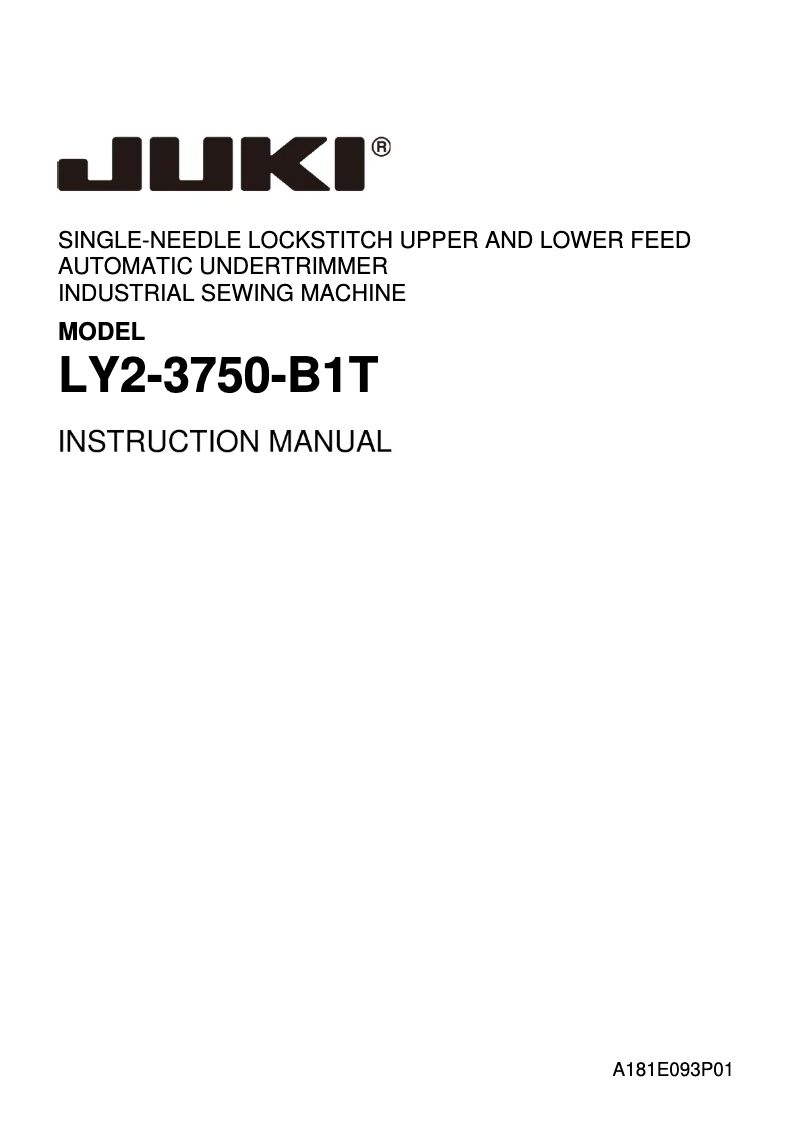 Page 1 de la notice Manuel utilisateur Juki LY2-3750-B1T