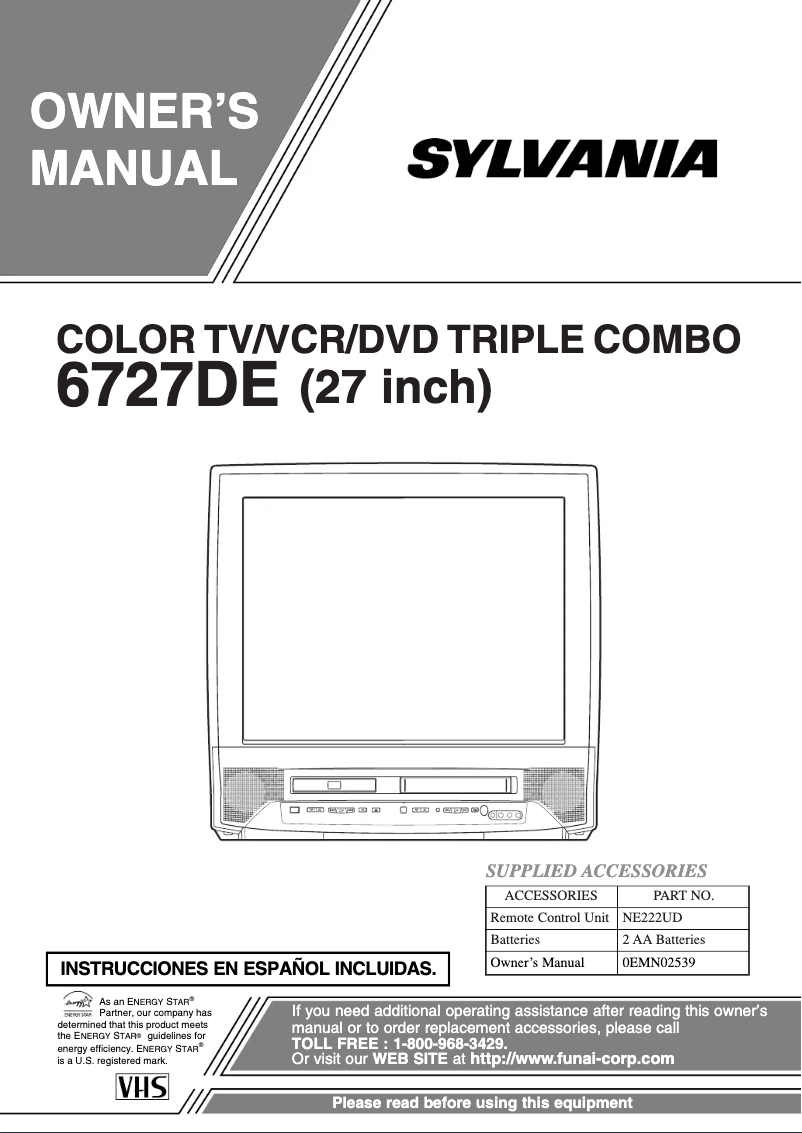 Page n°1 - Manuel utilisateur Sylvania 6727DE