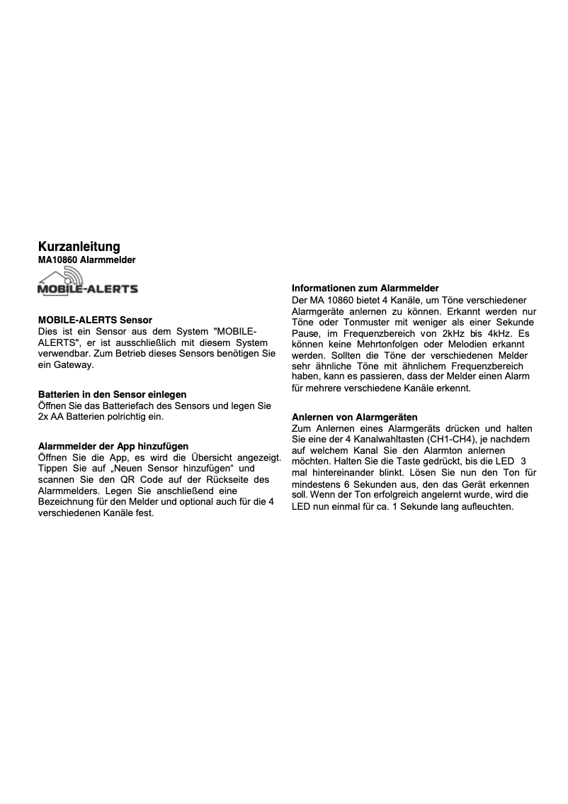 Page 1 de la notice Manuel utilisateur Techno Line MA 10860