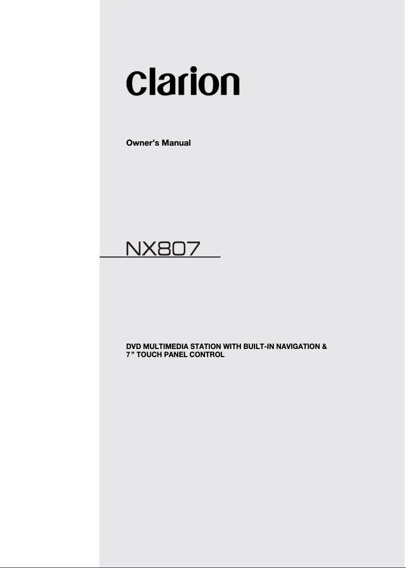 Page 1 de la notice Manuel utilisateur Clarion NX807E
